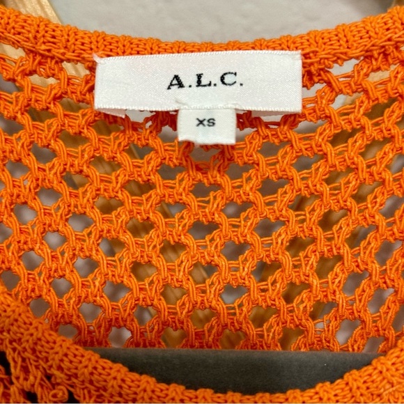 A.L.C Roland Orange Crocheted Cotton Midi Dress XS - Picture 7 of 8